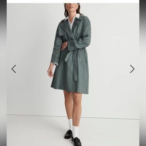 Madewell Jacket - “Textural Trench Coat” green linen/cotton blend high